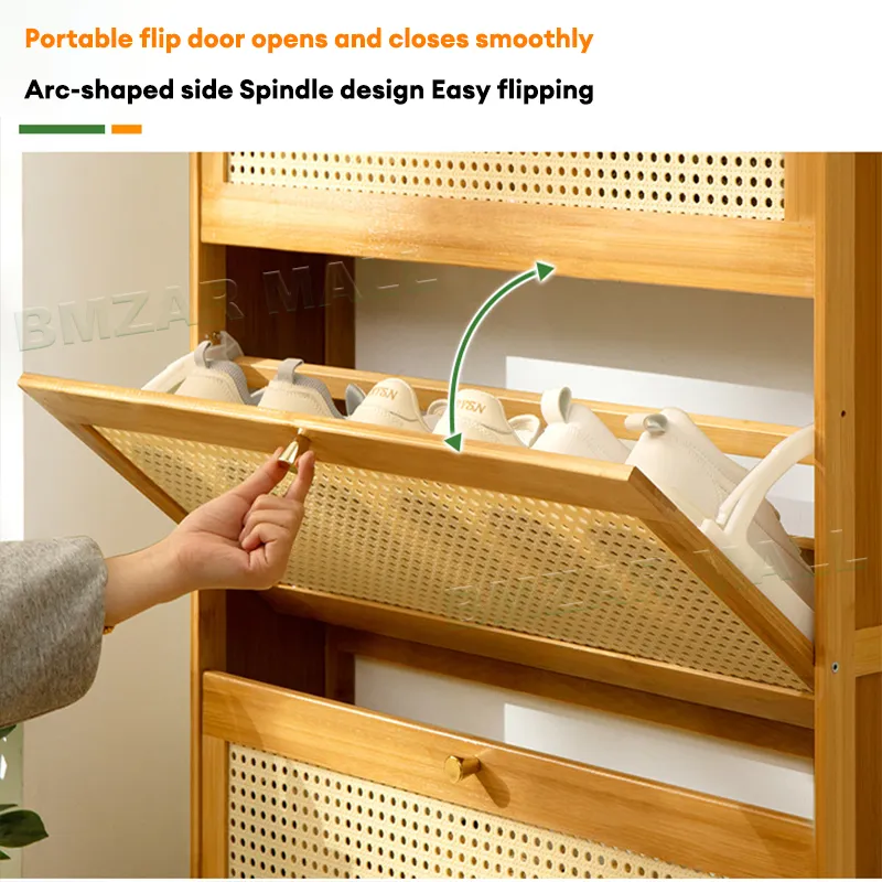 Shoe Cabinet 2/3Doors 50/70CM Flip Door Bamboo Shoe Rack Organizer