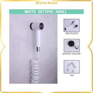 【Exclusive Offer】 Blissful Bidet Sprayer Magnet Holder on Wall White Black Grey Chrome Silver High Pressure Press Button Sprayer Toilet Bathroom Cleaning