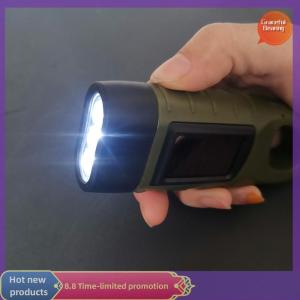 Graceful LED Flashlight Hand Crank Solar Powered Rechargeable Survival Gear Self Powered Charging Torch Dynamo for Fishing Boating Hiking