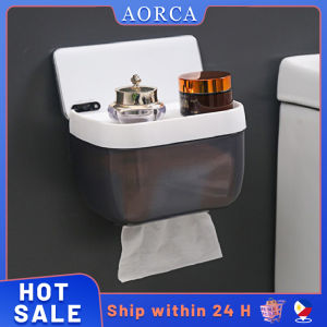 Transparent Bathroom Tissue Box Punch-Free Wall Mounted Toilet Paper Case Phone Rack Self Hygiene Roll Paper Box Set