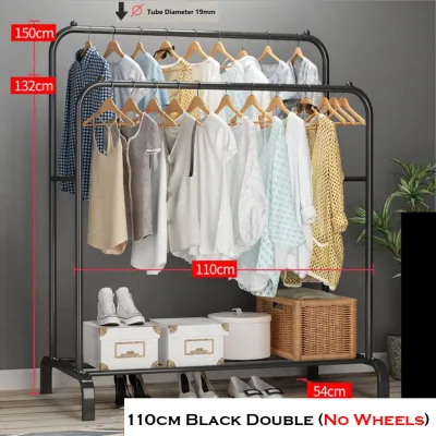 (SG STOCK) Sturdy Steel Pipe Clothes Rack Drying/ Clothing Stand / Coat Hanger / Hat Shoes Rack