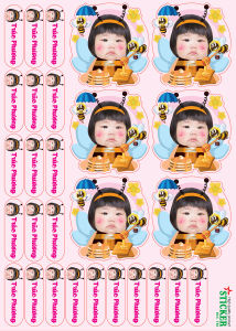 In Sticker ảnh và tên Bé theo yêu cầu decal nhựa có cán màng không thấm nước không bong tróc phai màu.