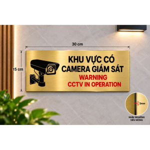 Biển Cảnh Báo Camera Giám Sát 15x30cm Alu 3mm - Biển Báo An Ninh CCTV