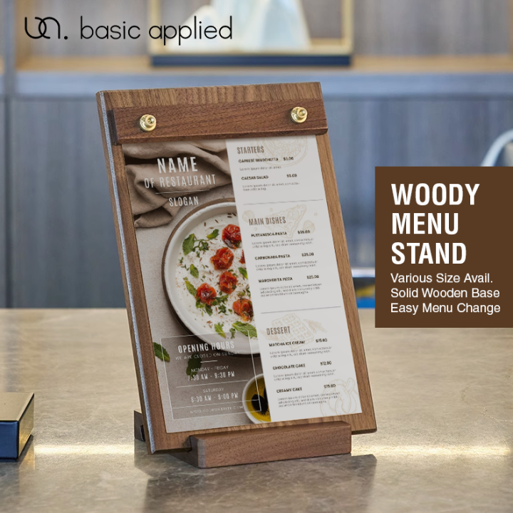 Woody Table Menu Stand Wooden Restaurant Order Slip Board Vintage