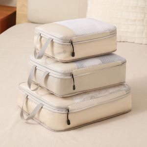 GREYDAWN 3pcs Large Capacity Travel Compression Bags Multifunctional Extensible Luggage Organizer Handbag Zipper Closure Travel Organizer Cubes Travel Essentials