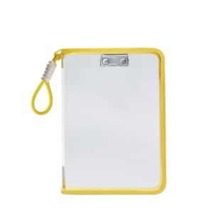 A4 Zipper File Bag with Built-in Metal Clip & Handle Large Capacity Transparent Document Pouch