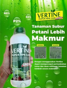 Pupuk NPK Cair Penyubur Daun Bawang Verti Vertine Grow 1 Liter + Perekat