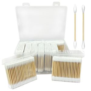 Tăm bông đầu nhọn 1000 cái - Que tre hai đầu chính xác dành cho trang điểm dụng cụ làm móng sản phẩm chăm sóc cá nhân 1000 đầu nhọn chính xác mềm mại không gây dị ứng tay cầm bằng tre an toàn cho da nhạy cảm.