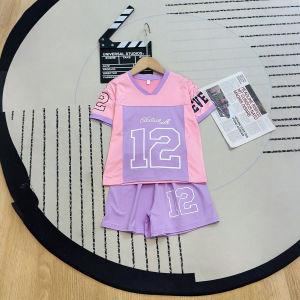 SweetKids พร้อมส่งจากกทม🌸ชุดสูทเด็กแฟชั่น🍓ชุดกีฬาลำลองสำหรับเด็กผู้หญิง สไตล์เกาหลี ฤดูร้อน กางเกงขาสั้นแขนสั้น ชุดสองชิ้น