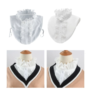 Ruffle DickeyCollar for Female Girl White Detachable False Collar Vintage Shawl Clothing Accessory Shirt Lapel Collar