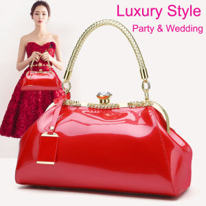 Elengent กระเป๋าถืองานราตรีสำหรับกระเป๋าถือโท้ทผู้หญิงหนังแฟชั่นสิทธิบัตรสดใสสไตล์ Dimond ใหม่2023