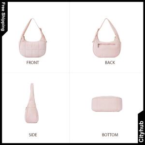 Fashionable Women Tote Bag Puffer Crescent Quilted Nylon Handbag for Work and Weekend Trips