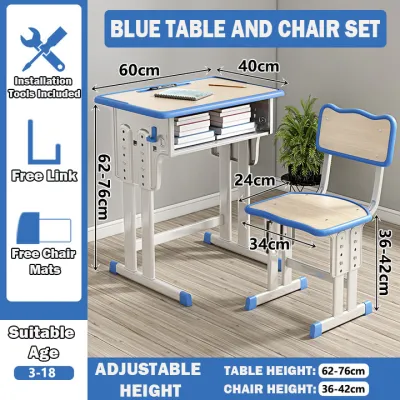 NAIJIA Study Table Set Meja Belajar Kanak-Kanak Adjustable Children Student Writing Table With Chair Set兒童學習桌