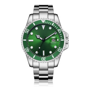 Mens Automatic Imitation Mechanical Watch Black Water Ghost Green Submariner Three Needles with Calendar Mens Steel Strap Watch Wholesale