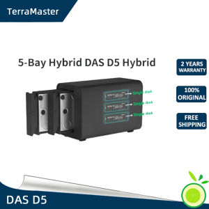 TerraMaster DAS D5 Hybrid HDD NVMe Enclosure - USB 3.2 Gen 2 10Gbps Type C 5Bay USB Storage Supports RAID 0/1/Single/JBOD Exclusive 2+3 RAID Hybrid Disk Array (Diskless)
