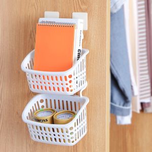 🔥 Fast delivery🔥1pcs Plastic Wall Hanging Shower Basket With Hook Makeup Organizer for Bathroom Toilet Storage Holder Kitchen Holder Drainer Bucket 家用挂钩置物篮