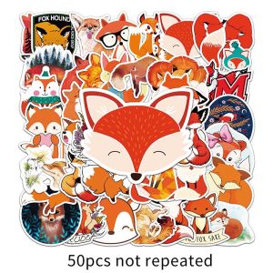 50pcs Little Fox kartun pelekat Cute haiwan Fox telefon kes Diary Waterproof Kid Stationery DIY pelekat