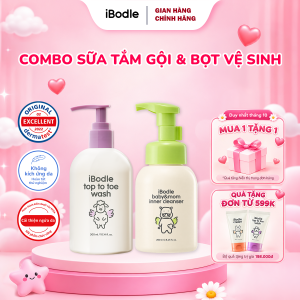 Combo Sữa Tắm Gội & Bọt Vệ Sinh Cho Bé iBodle Top To Toe Wash 300ml & Baby&mom inner cleanser 250ml