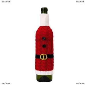 [COD] ourlove Christmas Wine Bottle Practical Woven Santa Claus Wine Bottle Cover Family Dining Table Wine Bag Home Party Ornament