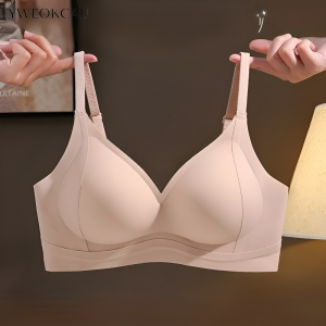 [YWEOKCAU]Women Push Up Bra Fixed Cup Wireless Small Chest Gathered Anti-Sagging Seamless Breathable Lightweight Underwear