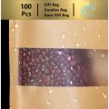 100 cái túi zip thực phẩm  nhiều kích thước Túi giấy zip kraft vàng có cửa sổ tràn viền đáy đứng, túi zipper giấy đựng thực phẩm chất lượng cao. 