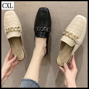 geyunya Brand Fashion Flat Slippers INS Style Gold Chain Inlay Mules Sandals For Women（Size 35-43）