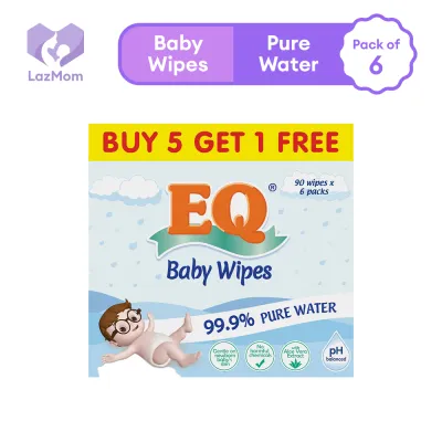 (PROMO PACK) EQ Wipes 99.9% Pure Water 90s 5+1