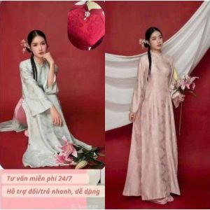 Áo Dài Tiểu Vũ ( TẶNG CHARM HOA ĐÁ) Truyền Thống Cách Điệu Tay Loe Dài Cao Cấp Dành Cho Lễ Dạm Ngõ-ÁO DÀI HOT NĂM NAY