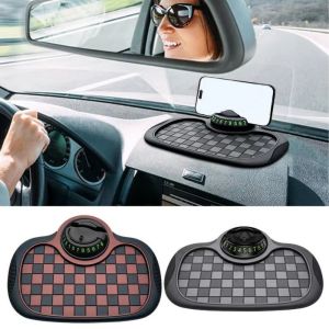 NIIJR ป้ายหมายเลขที่จอดรถ แผ่นยึดแผงหน้าปัดรถยนต์ การหมุน360องศา มัลติฟังก์ชั่ ที่วางโทรศัพท์ป้องกันการสั่นไหว ง่ายๆ พีวีซีพีวีซี แผ่นกันลื่นสำหรับรถยนต์ สากลสากลสากล