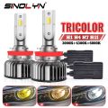 3สี ไฟหน้ารถยนต์ LED เปลี่ยนสีได้ 3 หลอดไฟตัดหมอก LED H4 H7 H1 H11 3000K 4300K 6000K กันน้ํา สีเหลือง สีขาว สําหรับรถยนต์ รถจักรยานยนต์ H4 2 ชิ้น. 