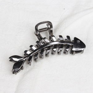 Jepit Rambut Salon Jumbo Bahan Besi Warna Hitam Motif Tulang Ikan Gaya Retro Korea Jedai Logam Metal