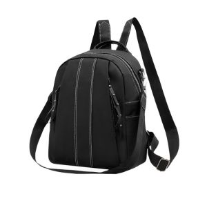 Tas Ransel Wanita Style Kasual Kekinian Kulit Parasut Multifungsi Backpack Hitam Polos COD T263