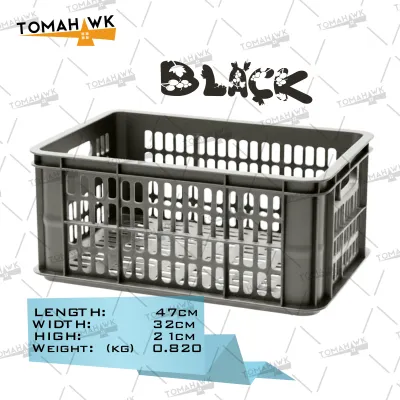 TOMAHAWK VEGETABLE PLASTIC CRATES BASKET ORGANIZER STACKABLE (COLOR BLACK )