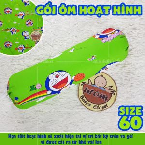 [HỎA TỐC] Gối ôm cho bé dài 60cm vỏ cotton TLprint bông gòn microfiber dây rút họa tiết hoạt hình trẻ em Urombaby
