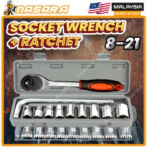 Nasara 10pcs 1/2Inch L Shape Spanner Box Socket Wrench Tools Set Car Repair ( 8mm - 21mm / 8mm - 24mm ) Spana Soket