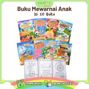 Buku Warna dan Belajar Anak isi 10 Motif Binatang Buah Sayur Kendaraan