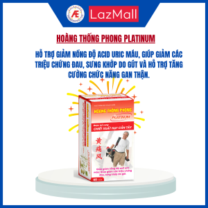 Hoàng Thống Phong Platinum (1 lọ x 60 viên) - hỗ trợ giảm nồng độ acid uric máu giúp giảm các triệu chứng đau sưng khớp do gút và hỗ trợ tăng cường chức năng gan thận.
