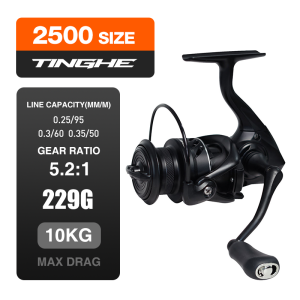 SEASIR TINGHE Spinning Reel 5+1BB 10KG/22LB Drag 5.2:1 Seawater-Proof Aluminum Power Handle High-Quality Lightweight Fishing Coil