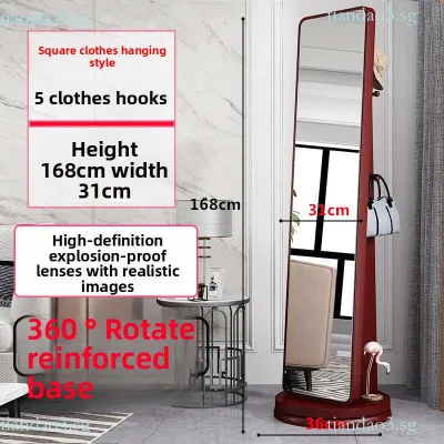 Simple Full-Length Dressing Mirror Floor Mirror for Home Bedroom Rotatable and Movable Girls Fitting Mirror Living Room 3D Mirror YZX