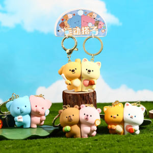 BEAUTYLADIES สัตว์การ์ตูน พวงกุญแจหมีเทนนิสแม่เหล็ก ปิงปองเทเบิ้ลเทนนิส แมว/สุนัข/หมี/ช้าง จี้คู่สัตว์ น่ารักน่ารักๆ เบสบอลกีฬาเบสบอล แม่เหล็กติดตู้เย็นเทนนิส เพื่อนที่ดีที่สุด