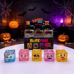 Merlef squishy soft and slow 捏捏乐 Transparent Design Squishy Toy Soft Maltose Cartoon Face Ice Cube Toy Inner Peace Slow Rising Sensory Toy Halloween