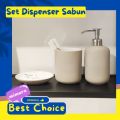 Dispenser Sabun Mandi set Isi 3 Tempat Sikat Gigi Keramik. 