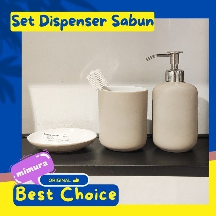 Dispenser Sabun Mandi set Isi 3 Tempat Sikat Gigi Keramik