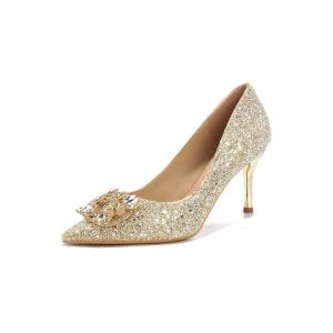 Stunning Gold Womens Wedding Pumps Luxury Elegant High Heels for Bride Perfect for Wedding Dress & Banquet Party