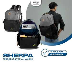 ATVA Wanderer Tas Ransel Pria Daily Backpack Laptop 14 inch Tas Sekolah Kuliah Sherpa Series Grey Black