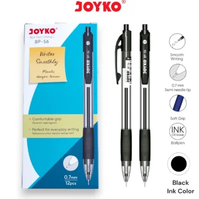 [1 Pack - 12 Pulpen] JOYKO Cetek BP-56 - HITAM