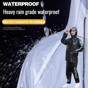 Heavy Duty Motorcycle Raincoat Set Split Design Stormproof Jacket and Trousers for Riders