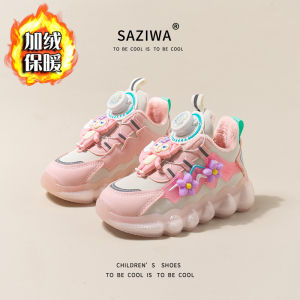 Halloween Christmas Anime Sanrios Hellokittys My Melody Kuromi Kids Sneakers Plus Velvet Non-Slip Casual Shoes Thick-Soled Rotating Button Dad Shoes