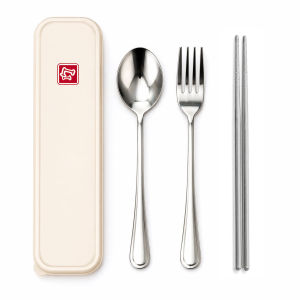 Korean spoon and pork case premium quality Cutlery Stainless Steel durable tableware 3 in 1 set