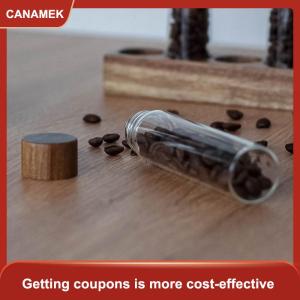 【CANAMEK】 Hạt lưu trữ bằng gỗ kín hộp Barista công cụ Quà Tặng hạt cà phê lưu trữ container ống thủy tinh với công cụ gỗ đóng chai Ống